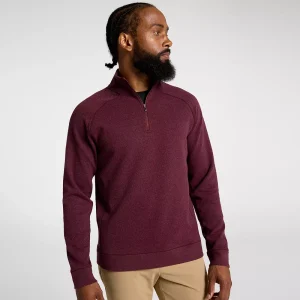VRST Men's Recharge Pebble Fleece 1/4 Zip - Burgundy Plum Heather